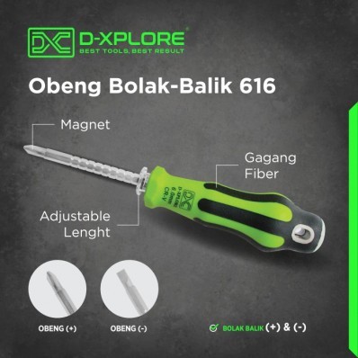 OBENG BOLAK BALIK 616 PEGANGAN FIBER D-XPLORE