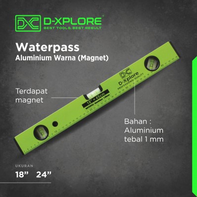 WATERPASS ALUMINIUM WARNA 1MM MAGNET D-XPLORE