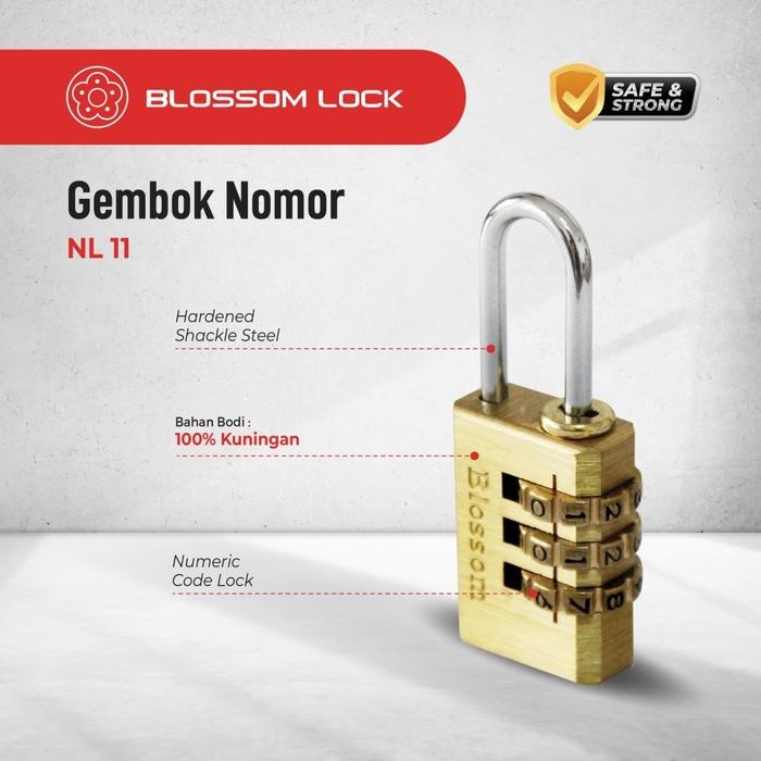 GEMBOK KUNINGAN KODE NOMOR BLOSSOM