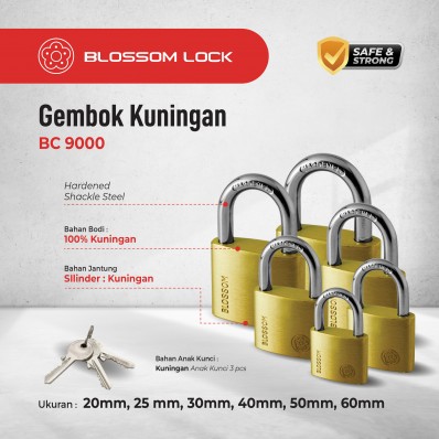 GEMBOK PINTU KUNINGAN PENDEK BLOSSOM