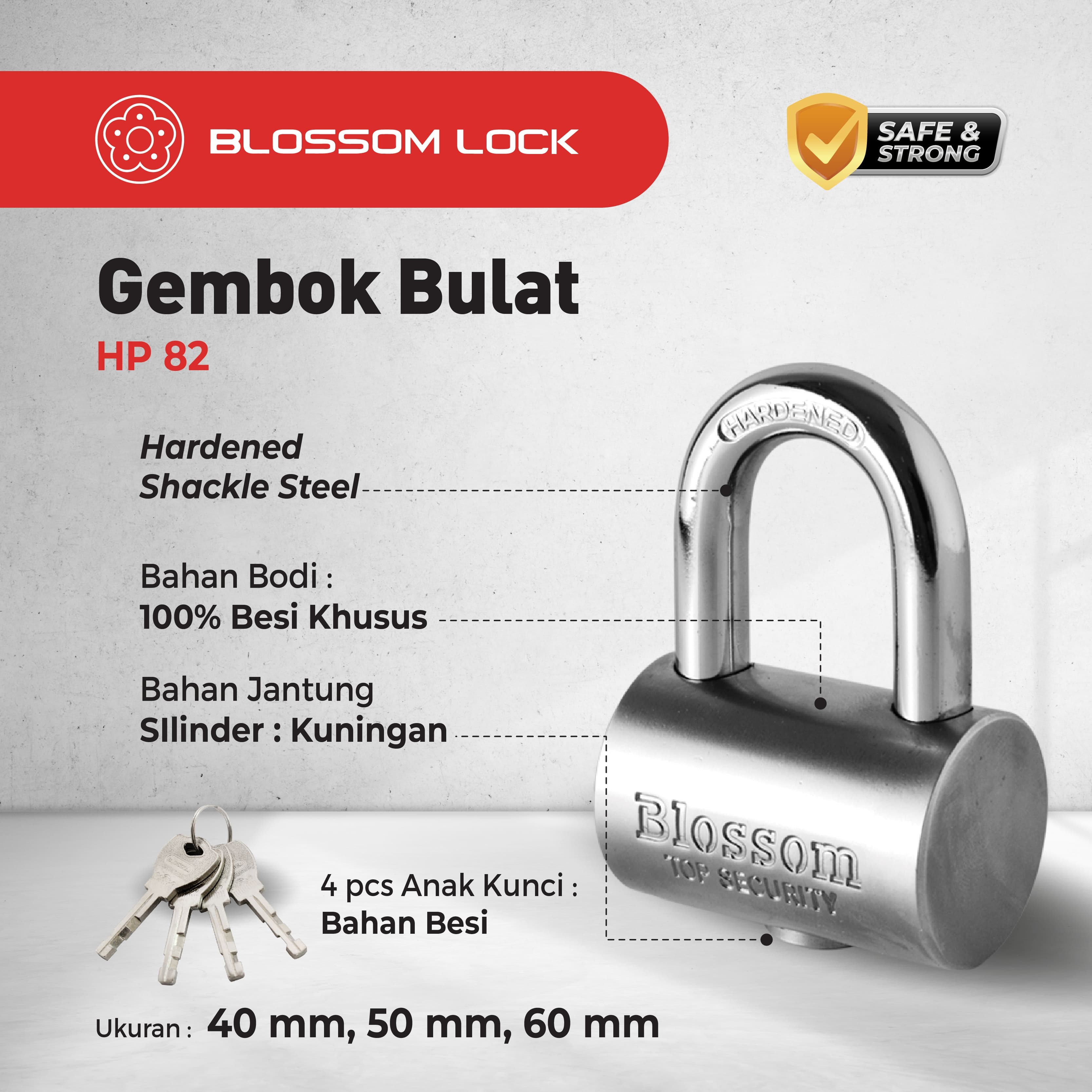 GEMBOK BULAT PUTIH BLOSSOM TYPE HP 82