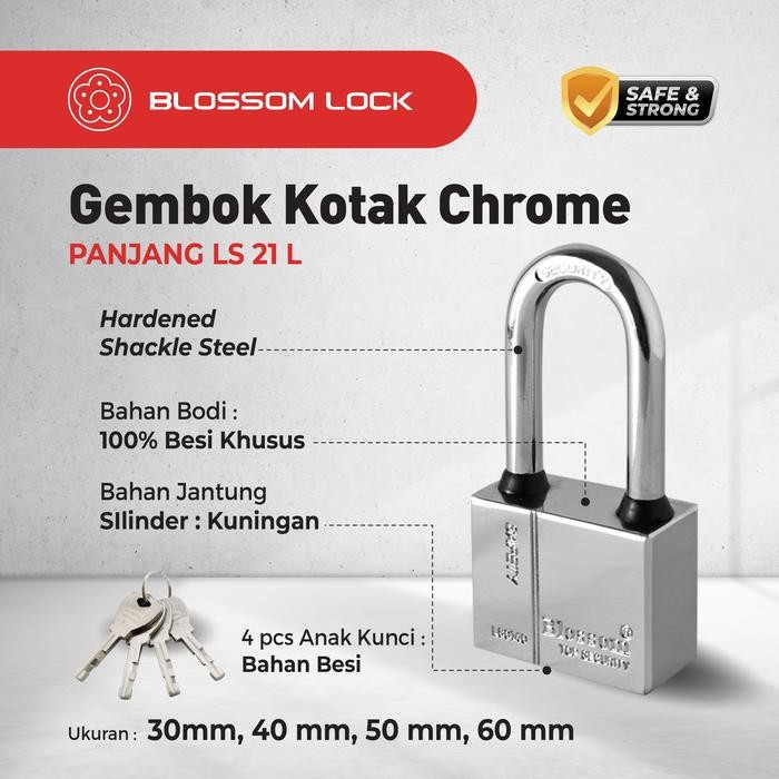 GEMBOK KOTAK CHROME LEHER PANJANG BLOSSOM