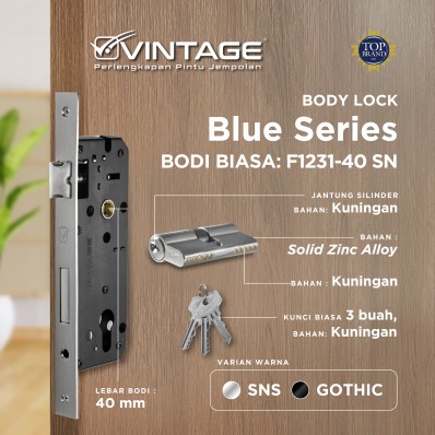 BODY KUNCI PINTU BESI VINTAGE BLUE SERIES BIASA F1231-40 SN