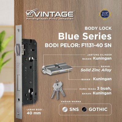 BODY KUNCI PINTU BESI VINTAGE BLUE SERIES PELOR F1131-40 SN