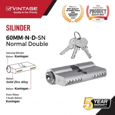 SILINDER KUNCI PINTU 65MM ANAK KUNCI BIASA DOUBLEOPEN VINTAGE